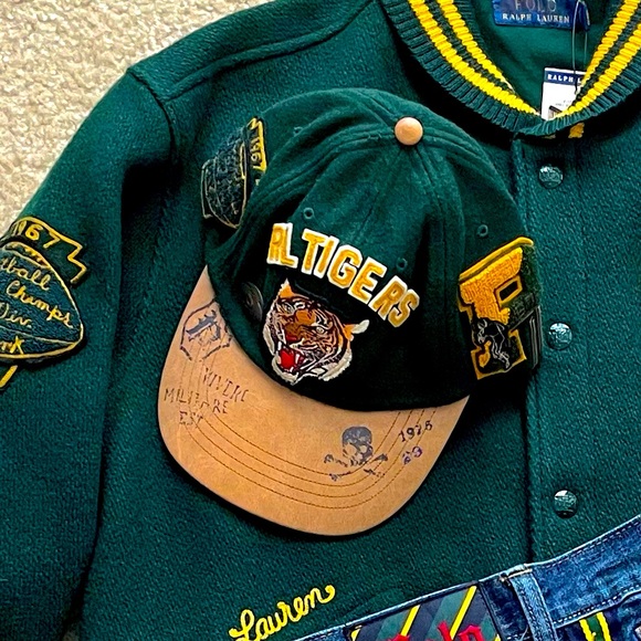 Polo Ralph Lauren RL Tigers Varsity Letterman Jacket & Hat - Picture 3 of 5